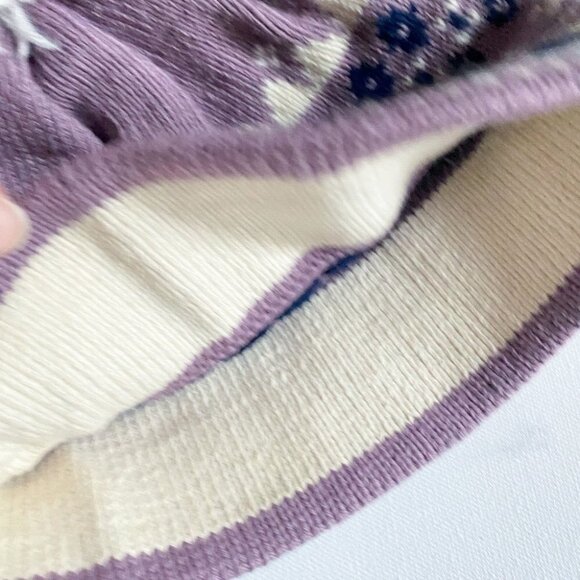 Murray  Merkley Purple Blue Pom Pom Accent Pure Virgin Wool Handmade Hat - Picture 5 of 7